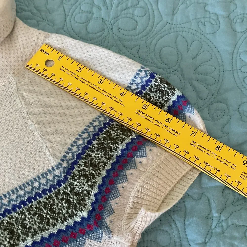 Free People Womens TurtleNeck A Line Wool Blend Fair Isle Print Beige Medium